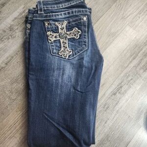 Women's miss me Jeans with Embroidered Cross